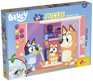Двулицев пъзел за оцветяване Lisciani - Bluey - 60 части