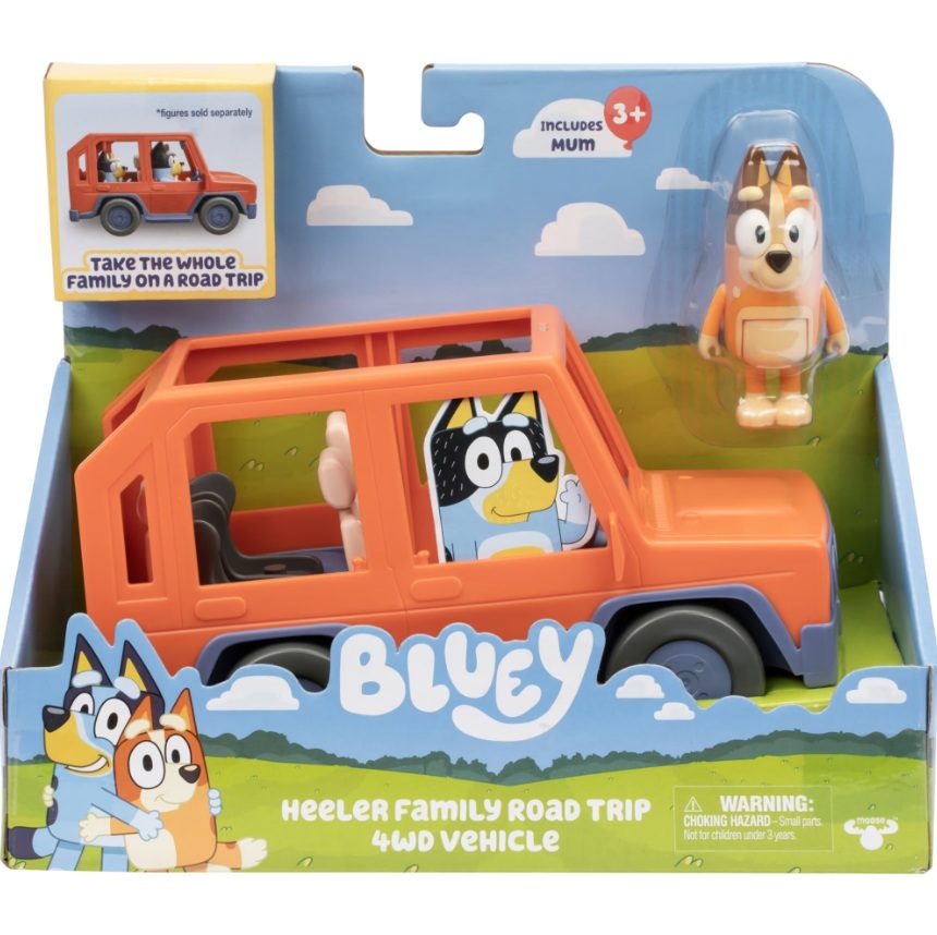 BLUEY Игрален комплект - Heeler Family Road Trip - Семейният джип за екскурзии - с фигурка