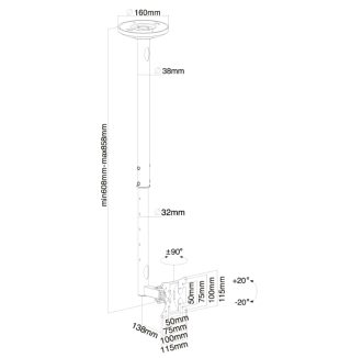 Neomounts Flat Screen Ceiling Mount (Height: 60-85 cm)
