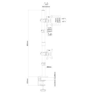 Neomounts Flat Screen Desk Mount (clamp) за 2 монитора