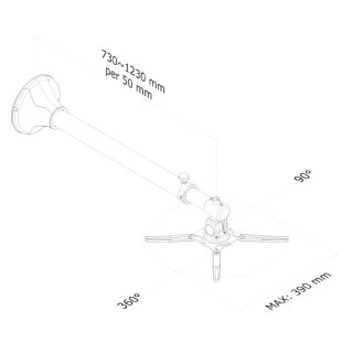 Neomounts Projector Wall Mount (дължина: 79-129 cm = късо разстояние), сребрист