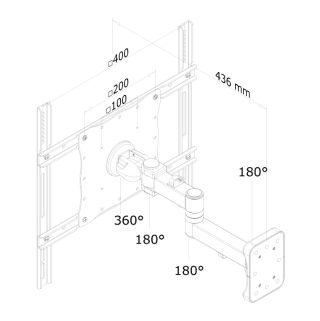 Neomounts Flat Screen Wall Mount (3 pivots & tiltable)