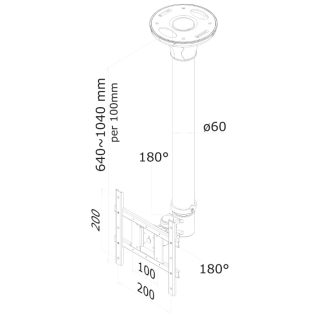 Neomounts Flat Screen Ceiling Mount (Height: 64-105 cm)