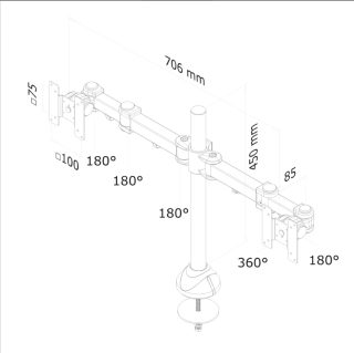 Neomounts Flat Screen Desk Mount (grommet) за 2 монитора