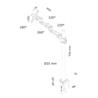 Neomounts Flat Screen Desk Mount (clamp), 70 cm pole