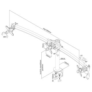 Neomounts Flat Screen Desk Mount (clamp) за 3 монитора