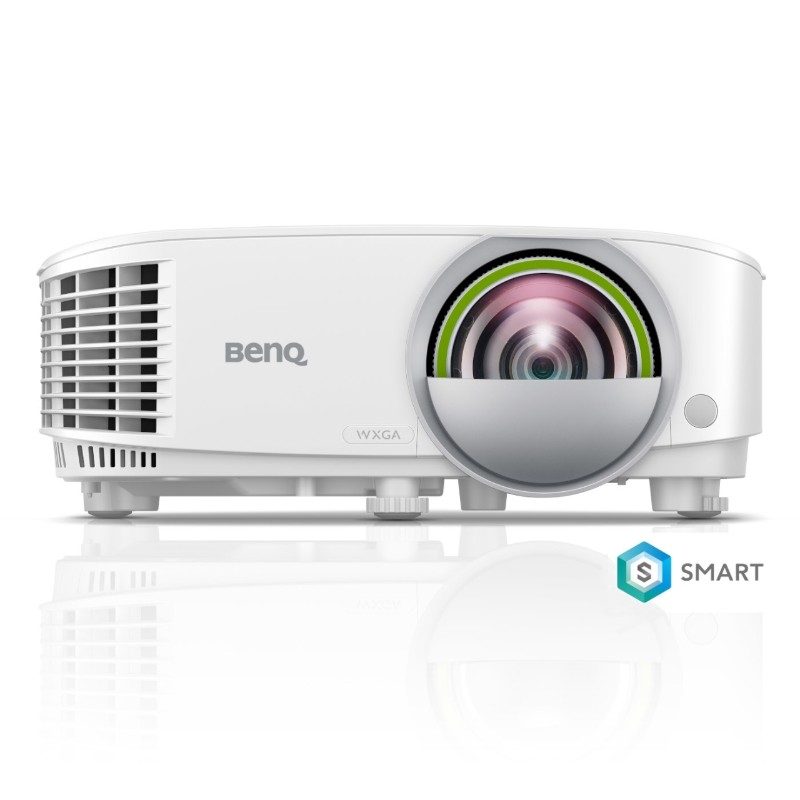 BenQ EW800ST късофокусен безжичен Android базиран смарт проектор, DLP, WXGA (1280x800), 16:10, 3300 лумена, 20000:1, високоговорител 2W, USB четец за презентации без компютър, вграден Firefox, LAN, BT 4.0, двубандов WiFi, 3D, лампа 200W, до 15000 часа, бял