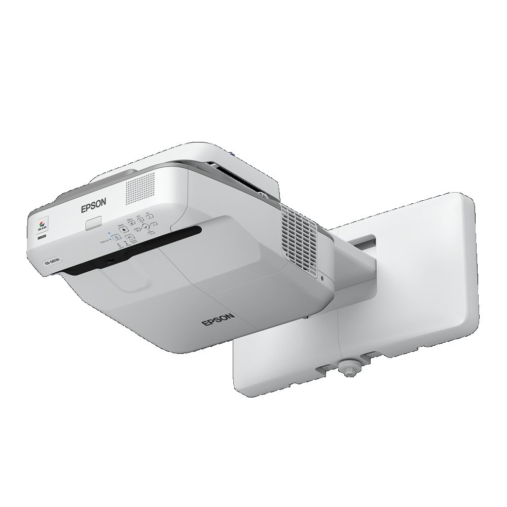 Epson EB-685W мултимедиен проектор, 3LCD, ултракъс фокус, WXGA (1280 x 800), 16:10, 3500 лумена, 14000:1, HDMI (3x), Ethernet, Wireless LAN (опция), VGA, 5.7 kg, стенен монтажен кронщайн, 36 месеца