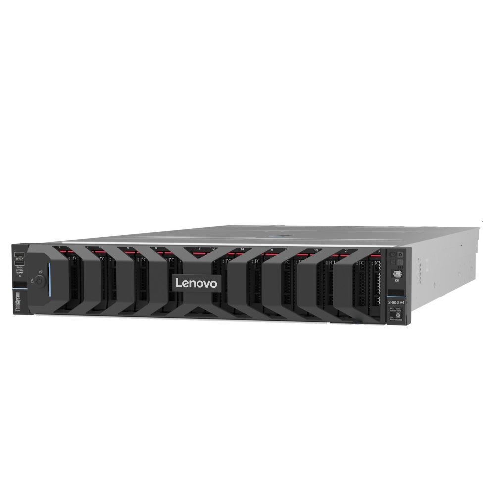 Сървър Lenovo ThinkSystem SR650 V4, 1xIntel Xeon 6505P 12C 2.2GHz 150W, 1x32GB 2Rx8, SW RD, 2x1300W, 24x2.5" Chassis (Standard)