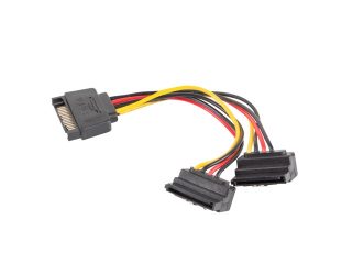 Lanberg SATA (m) -> 2x SATA (f), кабел 15 cm под ъгъл
