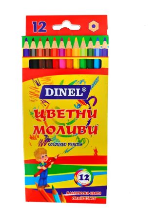 Цветни моливи ДИНЕЛ 12цв. ДЪЛГИ