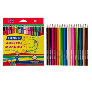 Цветни моливи ДИНЕЛ 24 цвята ДЪЛГИ