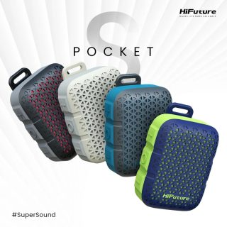HiFuture Pocket S Beige, Bluetooth 5.4, IPX7 Waterproof, 5W Output, Pair to Play (TWS Mode), Up to 8 Hours Playtime, Support Clip for Wear, Support Magnetic