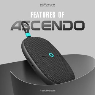 HiFuture ASCENDO Black, Bluetooth 5.3, IPX7 Waterproof, 20W Output, Pair to Play (TWS Mode), Up to 15 Hours Playtime, Built in 2-in-1 Amplifier