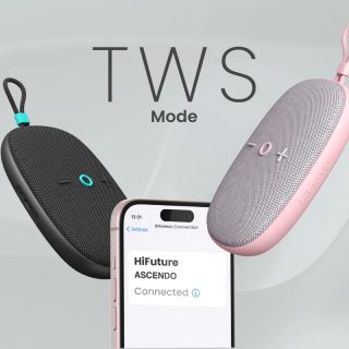 HiFuture ASCENDO Black, Bluetooth 5.3, IPX7 Waterproof, 20W Output, Pair to Play (TWS Mode), Up to 15 Hours Playtime, Built in 2-in-1 Amplifier