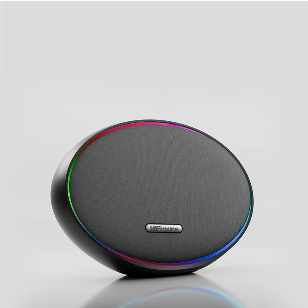HiFuture ORBIT Black, 80W изходна мощност (макс.), вграден мощен DSP с DynaBoost технология, свързване в стерео система (TWS режим), Wireless 5.4, Orbit осветление, алуминиева елегантност, до 8 часа възпроизвеждане, поддръжка на външен медиен плейър, връзка: USB