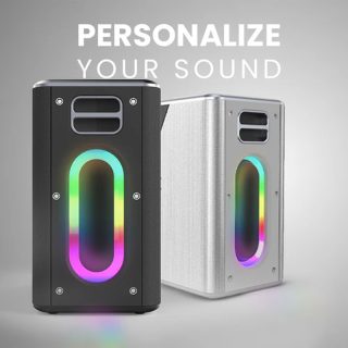 HiFuture MusicBox Black, 3-Way Speaker System, 100W Output, Built-in DynaBoost Bass Technology, Built-in DC12V Non-Stop Playing Power Socket, Enable Karaoke Dancing Light, Up to 8 Hours Playtime, Bluetooth 5.3, Pair to Play (TWS Mode)