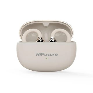 HiFuture FlexClip Champagne Gold, Open Ear Comfort, Bluetooth 5.4, 4 Mics ENC Calling System, Playtime up to 30 Hours, IPX5 Waterproof, 12mm Driver Bass Boost