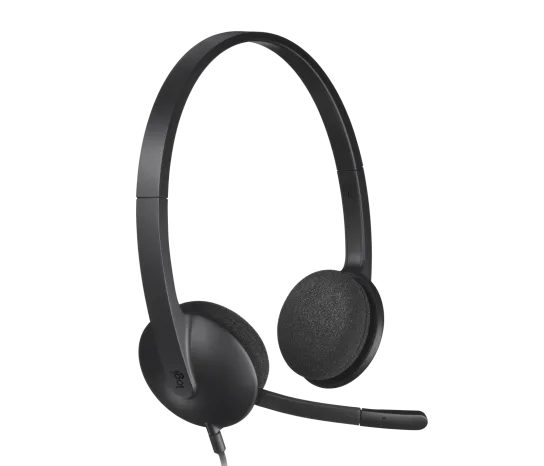 Logitech H340 USB слушалки за компютър, черни