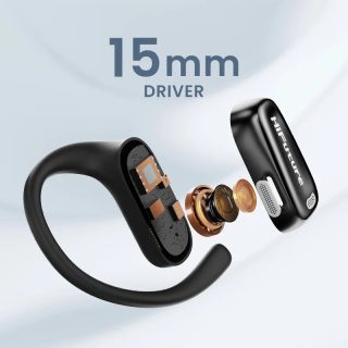 HiFuture Sonify Black, Open Ear Comfort, Bluetooth 5.4, 4 Mics ENC Calling System, Playtime up to 20 Hours, IPX5 Waterproof, 15mm Driver Bass Boost