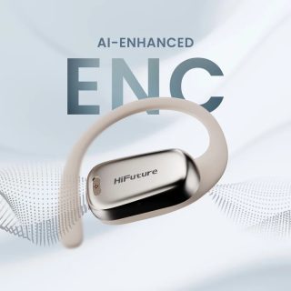 HiFuture Sonify Champagne Gold, Open Ear Comfort, Bluetooth 5.4, 4 Mics ENC Calling System, Playtime up to 20 Hours, IPX5 Waterproof, 15mm Driver Bass Boost