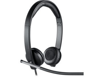 Logitech USB слушалки H650e Stereo, гъвкав микрофон, вградени контроли, ехо-потискане, шумопотискане, USB