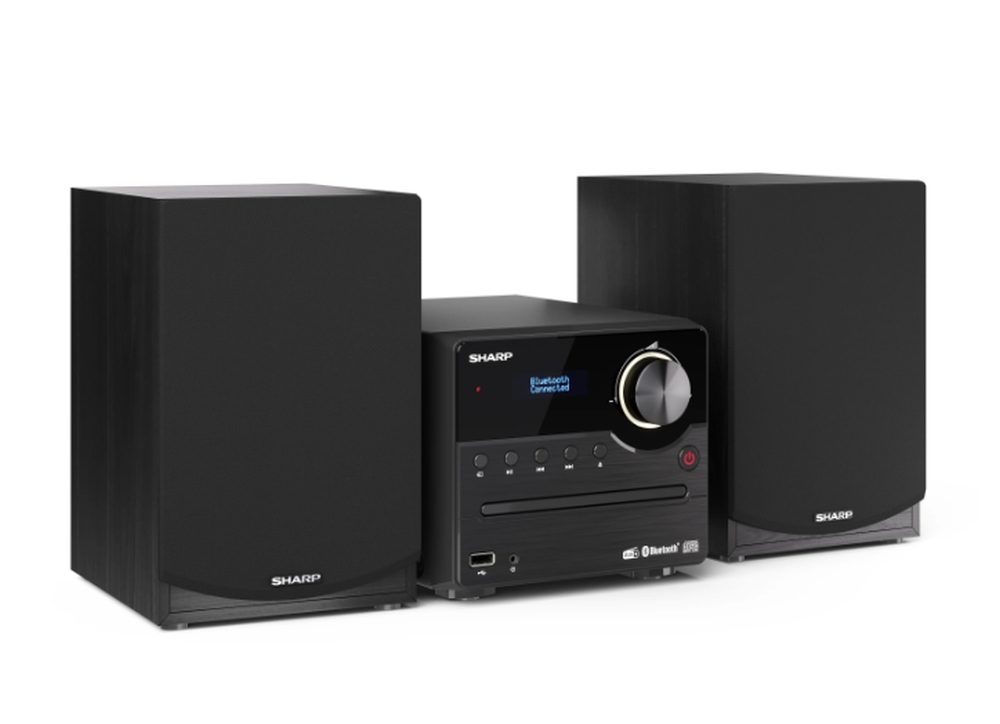 Sharp Audio Systems XL-B517D(BK) HI-FI микро система, 45W обща максимална изходна мощност, DAB+ и FM тунер с RDS, Bluetooth v5.0, CD плейър, USB възпроизвеждане, 3.5mm Aux-in / line-in, жак за слушалки, дървен говорител, черен