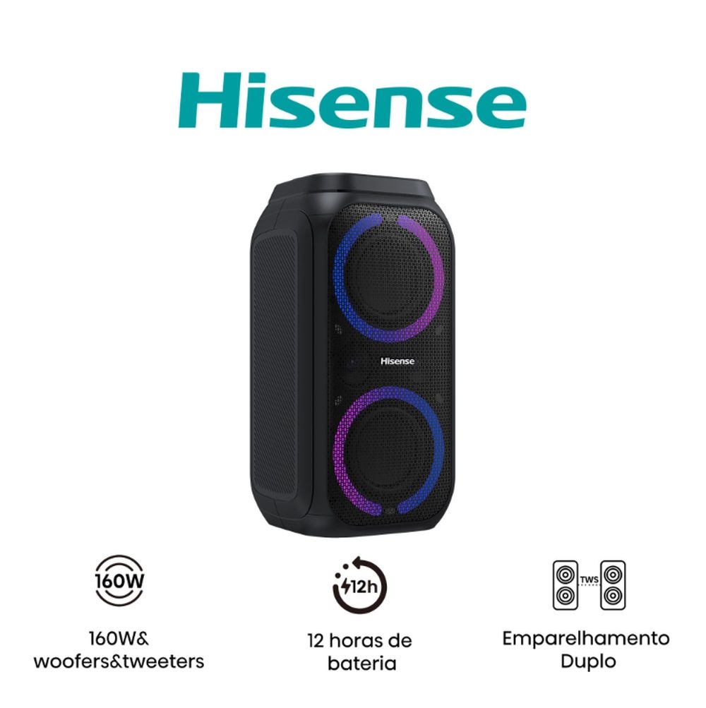 Hisense Party speaker 2.0 Ch., 160W, BT, 12h play, Black