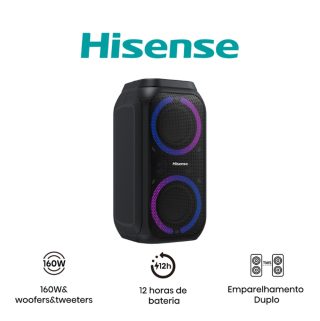 Hisense Party speaker 2.0 Ch., 160W, BT, 12h play, Black
