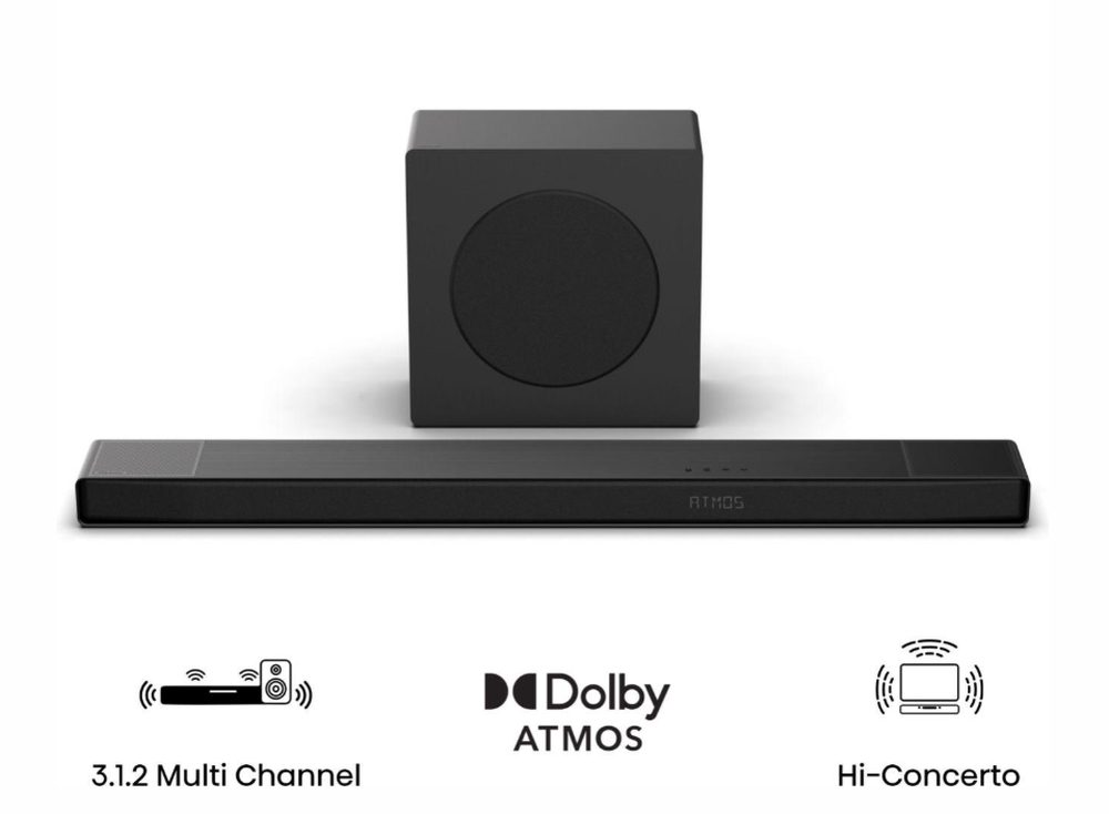 Hisense AX3120Q 3.1.2ch саундбар система, 440W, Bluetooth, Dolby Atmos, черен