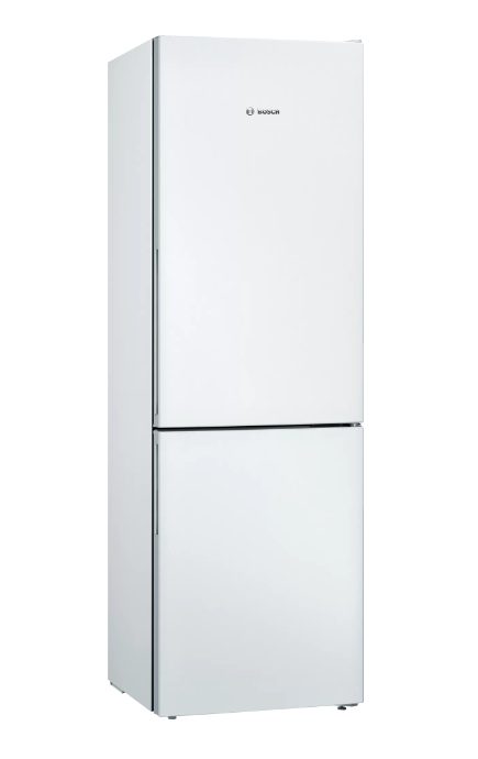 Хладилник Bosch KGV362WEAS, SER4, FS Fridge-freezer LowFrost, E, 186/60/65cm, 308l(214+94), 39dB(C), VitaFresh, fan, white