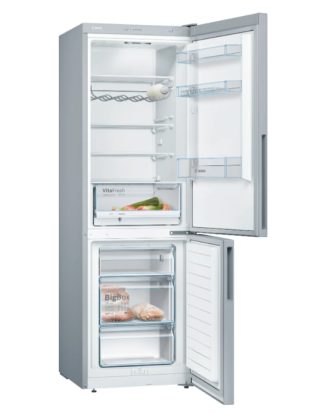Хладилник Bosch KGV36VLEA, SER4, FS Fridge-freezer LowFrost, E, 186/60/65cm, 308l (214+94), 39dB(C), VitaFresh, рафт за бутилки, inox-look