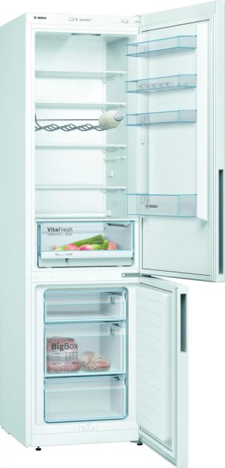 Хладилник Bosch KGV39VWEA SER4 FS Fridge-freezer LowFrost, E, 201/60/65cm, 343л(249+94), 39dB, VitaFresh, бял