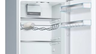 Bosch KGE36ALCA SER6, Хладилник с фризер LowFrost, C, 186/60/65 см, 308 л (214+94), 38 dB(C), VitaFresh 22 л, стойка за бутилки, вентилатор, Inox-look