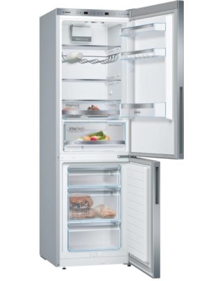 Bosch KGE36ALCA SER6, Хладилник с фризер LowFrost, C, 186/60/65 см, 308 л (214+94), 38 dB(C), VitaFresh 22 л, стойка за бутилки, вентилатор, Inox-look
