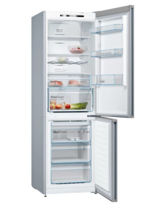Bosch KHC50VLED, SER4, FS хладилник с фризер NoFrost, E, 186/60/66cm, 326л (237+89), 39dB(C) и контролиран климат, VitaFresh, Inox-вид
