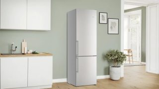 Bosch KGN39AIAU SER6, свободностоящ хладилник с фризер, Total No Frost, клас A, 203/60/66.5 см, 363 л (260+103), супер тих: 29 dB, VitaFresh XXL, неръждаема стомана със защита срещу отпечатъци