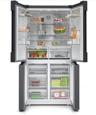 Bosch KFN96AXEA, SER6, Multi-door fridge-freezer, NoFrost, E, 183/91/73, 605 l (405+200), 38d B(C), VitaFresh XXL <0°C>, Home Connect, Black stainless steel