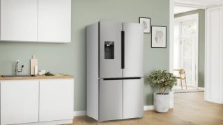 Bosch KFD96APEA SER6 Multi-door хладилник-фризер, NoFrost, E, 183/91/73, 574л (375+199), 39dB(C), IC, 1 чекмедже VitaFresh 0° XXL - риба и месо, 1 чекмедже Vitafresh с контрол на влажността, Quick Ice&water диспенсер с водна връзка, осветление на фризера, HC, Inox