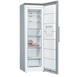 Фризер, Bosch GSN36VIEP SER 4, свободностоящ, NoFrost, E, 186/60/65 см, 242 л, 39 dB(A), IceTwister, VarioZone, BigBox, 4 чекмеджета, дръжка, неръждаема стомана със защита срещу пръстови отпечатъци