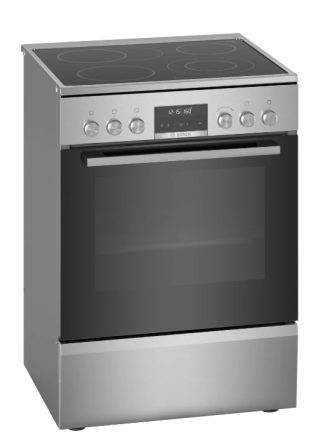Bosch HKS79U250 SER6 електрическа свободностояща готварска печка, A, 63 л, AutoPilot 30, 3D Hotair, потъващи бутони, пиролиза+хидролиза, неръждаема стомана