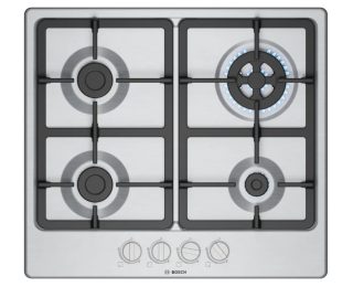 Bosch PGH6B5K90 газов плот, 4 зони, чугунена поставка, инокс, 60 см