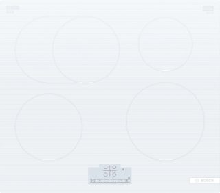 Индукционен котлон Bosch PIF612BB1E, 60cm, за вграждане без рамка, TouchSelect, 4 зони, RoasterZone, PowerBoost, Бял