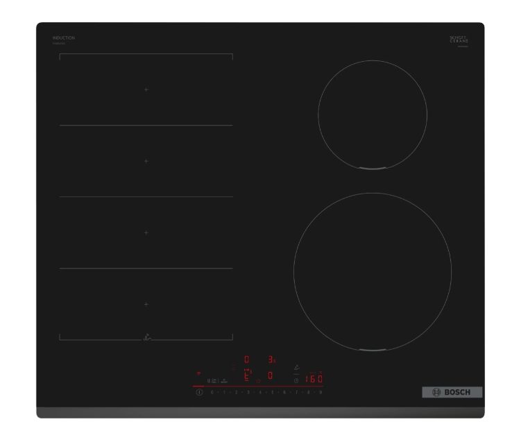 Bosch PIX631HC1E, SER6, Индукционен котлон, 60 см, 4 зони, Ring Zone, Flex induction, DirectSelect, Easy Flex Zones, PerfectFry Plus, HC, Черен