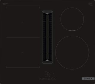 Bosch PVS611B16E, SER4, Готварски плот с вентилация 60 см, 4 зони (Combi + 2 зони) + аспиратор B, макс. 622 м3/ч, 69 dB, TouchSelect, Frameless, CleanAir+ филтри, 7,4 kW
