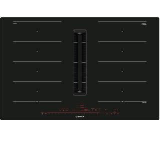 Bosch PXX801D67E, SER8, Готварски плот с вграден аспиратор 80 см 2 Flex + аспиратор B, макс. 622 м3/ч, 69 dB, PerfectFry, PerfectCook ready, DirectSelectPremium, Pan Boost via HC, CleanAir+ филтри, 7,4 kW, HC