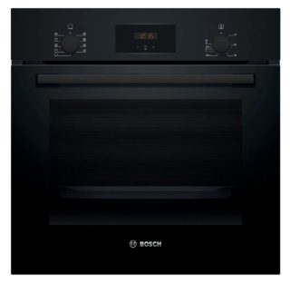 Вградена фурна Bosch HBF134EB2, серия 2, 3D HotAir, EcoClean Direct, 66 л, телескопични водачи на 1 ниво, LED дисплей с вдлъбнати бутони, 7 режима на загряване, енергиен клас A, черна