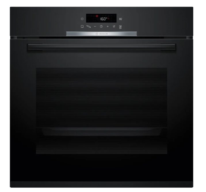 Вградена фурна Bosch HBA372EB4, серия 4, енергиен клас A+, пиролитично + хидролитично самопочистване, 7 режима на нагряване, AutoPilot 10, телескопични водачи на 1 ниво, пълно сензорно управление, черна