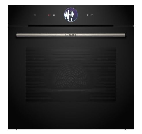 Bosch HBG7764B1 SER8 Вградена фурна 60 x 60 cm, TFT сензорен дисплей, Дигитален контролен пръстен, 4D Hotair, Hotair Gentle, Функция Air Fry, A+, Пиролиза+Хидролиза, Oven Assistant, Home Connect, Черен