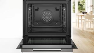 Bosch HBG7764B1 SER8 Вградена фурна 60 x 60 cm, TFT сензорен дисплей, Дигитален контролен пръстен, 4D Hotair, Hotair Gentle, Функция Air Fry, A+, Пиролиза+Хидролиза, Oven Assistant, Home Connect, Черен